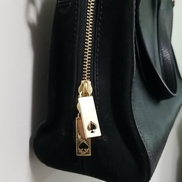 Kate Spade Leather and Suede Shoulder Satchel Cross Body Strap Black - Picture 4 of 8